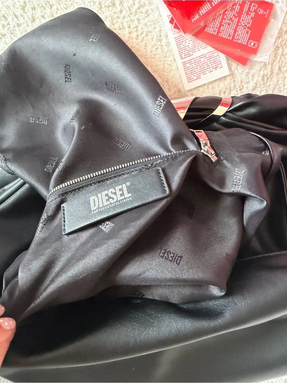 Diesel Black Twisted Handle Shoulder Bag